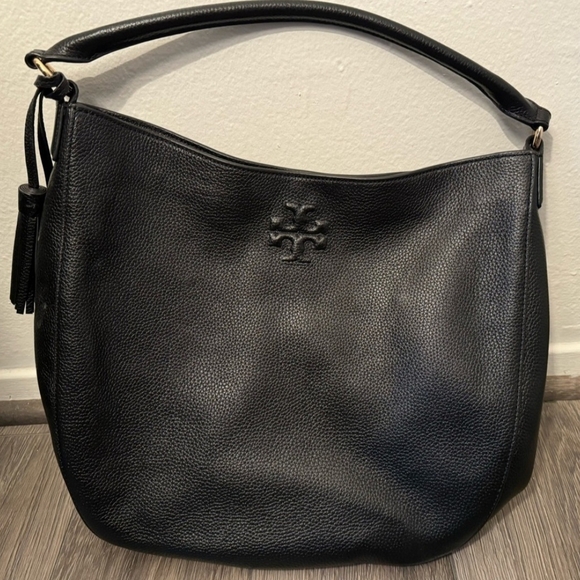 Tory Burch Black Hobo Bag with Tassel Detail - Picture 1 of 3